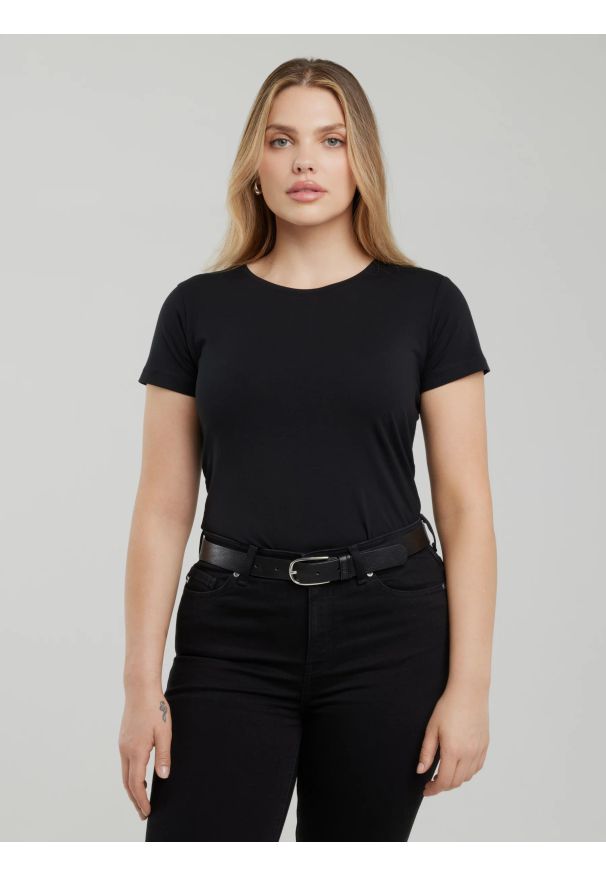 Big-Star - Koszulka damska slim z bawełny supima czarna Supiclassica 906. Kolor: czarny. Materiał: bawełna. Długość: długie. Styl: klasyczny
