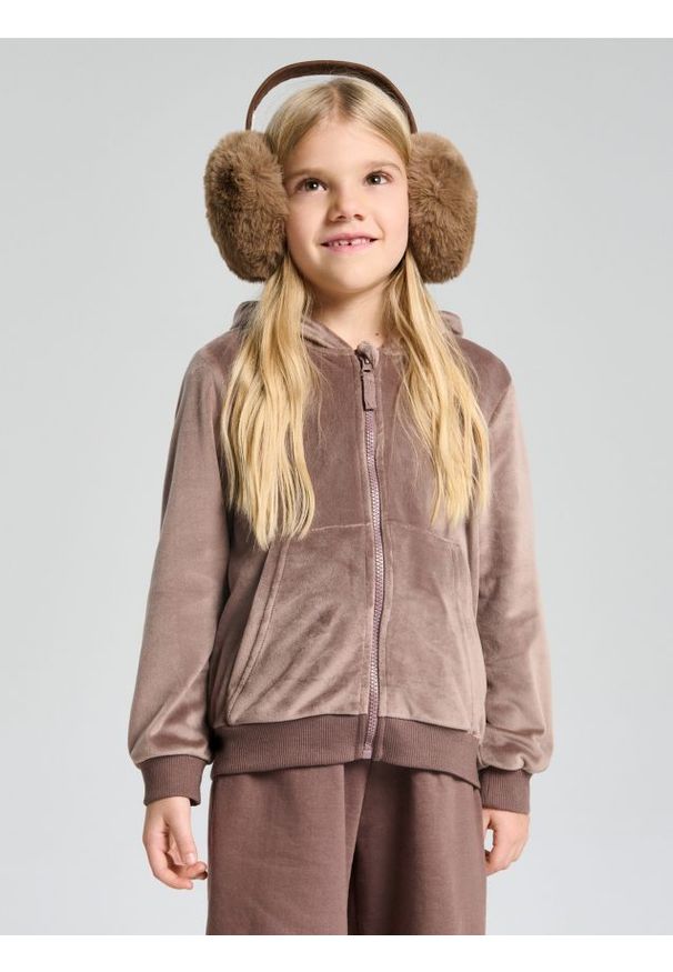 Sinsay - Bluza zip hoodie - brązowy. Kolor: brązowy. Sezon: jesień