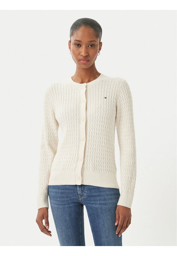 TOMMY HILFIGER - Tommy Hilfiger Kardigan WW0WW43329 Écru Regular Fit. Kolor: kremowy. Materiał: bawełna