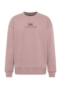 Lee - LEE LOGO LOOSE SWS MĘSKA BLUZA NADRUK PURPLE STORM L84ITJ70. Wzór: nadruk