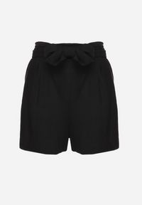 Born2be - Czarne Bawełniane Szorty z Gumką w Pasie i Paskami po Bokach Fotina. Kolor: czarny. Materiał: bawełna. Styl: elegancki #6