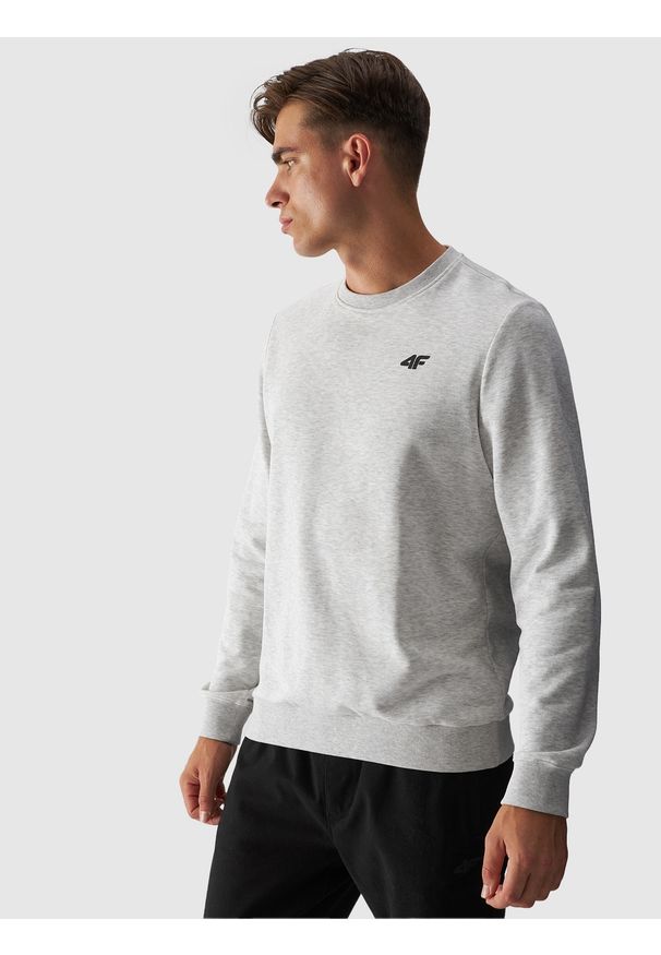 4f - 4F Bluza dresowa nierozpinana bez kaptura męska - szara XL. Okazja: na co dzień. Typ kołnierza: bez kaptura. Kolor: szary. Materiał: dresówka. Wzór: gładki, ze splotem. Styl: klasyczny, sportowy, casual