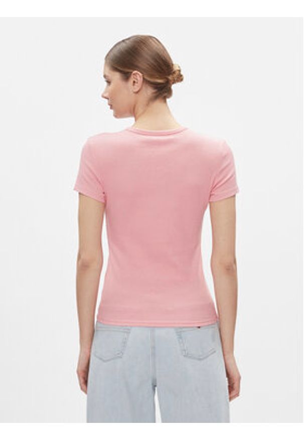 Tommy Jeans T-Shirt Essential DW0DW17383 Różowy Slim Fit. Kolor: różowy. Materiał: bawełna