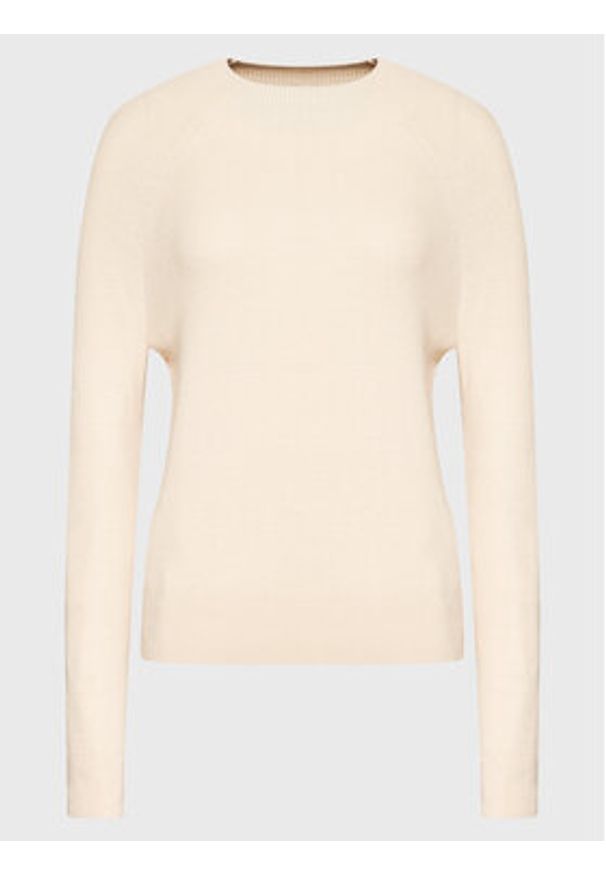 Calvin Klein Sweter K20K204767 Beżowy Regular Fit. Kolor: beżowy. Materiał: syntetyk