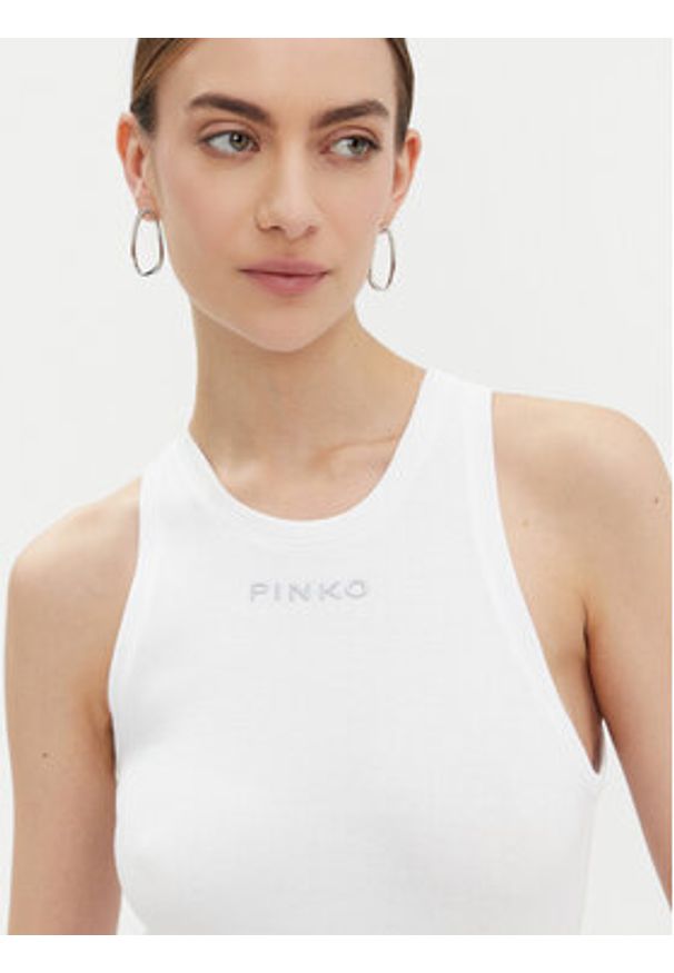 Pinko - PINKO Top 100822 A2C1 Biały Regular Fit. Kolor: biały. Materiał: bawełna