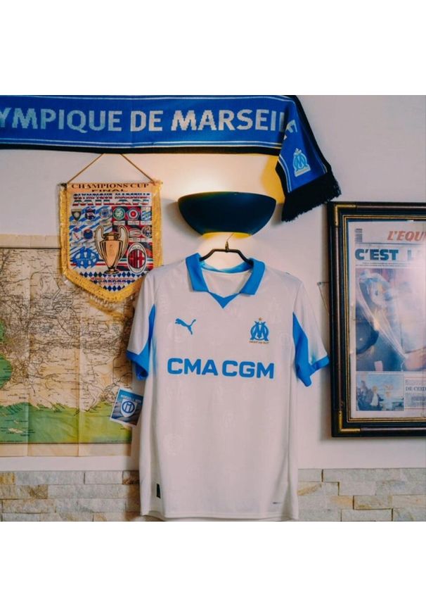 Koszulka piłkarska Puma Olympique de Marseille 25/26 domowa. Materiał: materiał. Sport: piłka nożna