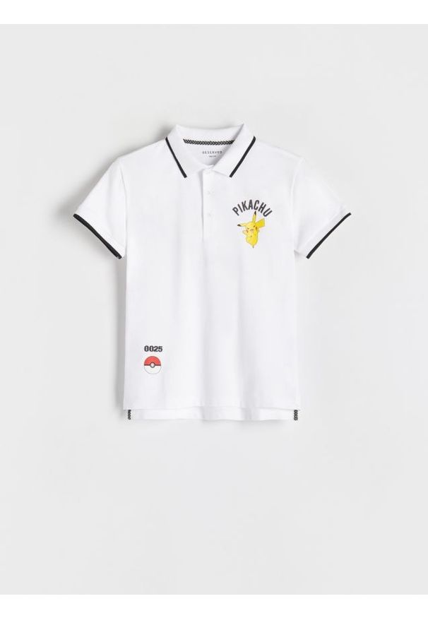 Reserved - T-shirt polo Pokémon - biały. Typ kołnierza: polo. Kolor: biały. Materiał: dzianina