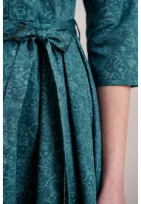 Marie Zélie - Sukienka Alodia Idella ciemnozielona. Kolor: zielony. Materiał: bawełna, satyna, skóra, materiał #4