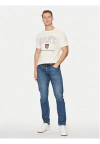 GANT - Gant T-Shirt 2003290 Écru Regular Fit. Materiał: bawełna