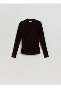 Reserved - Longsleeve w kwiatowy wzór - bordowy. Kolor: czerwony. Długość rękawa: długi rękaw. Wzór: kwiaty #1