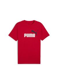 Puma - Męska koszulka Essentials z dwukolorowym logo No. 1 PUMA For All Time Red. Kolor: czerwony. Materiał: guma. Wzór: nadruk. Sport: fitness