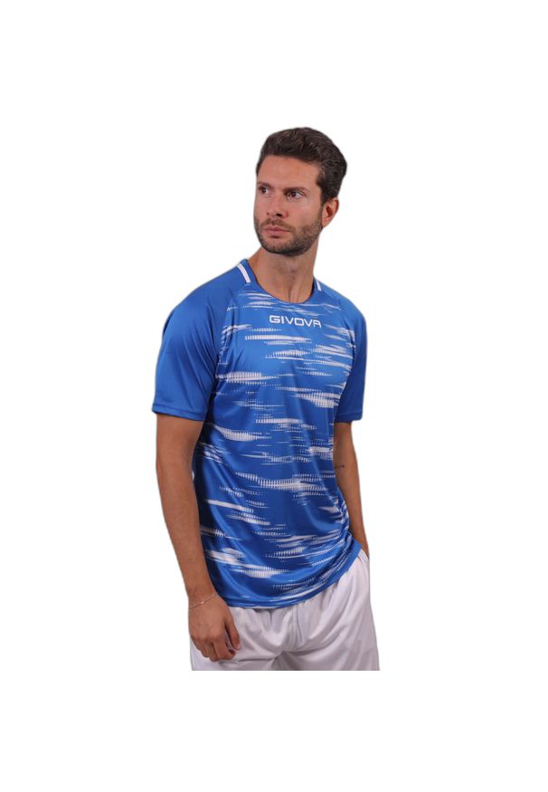 Koszulka dla dzieci Givova Pixel. Kolor: wielokolorowy, niebieski, biały. Materiał: materiał. Wzór: gładki. Sport: piłka nożna, fitness