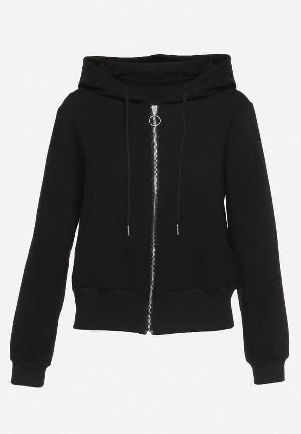 Born2be - Czarna Bluza z Kapturem Zapinana na Zamek Błyskawiczny Etarvia. Typ kołnierza: kaptur. Kolor: czarny. Sezon: lato, wiosna. Styl: klasyczny