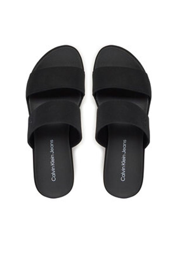 Calvin Klein Jeans Klapki Flatform Sandal Webbing In YW0YW01789 Czarny. Kolor: czarny. Materiał: materiał