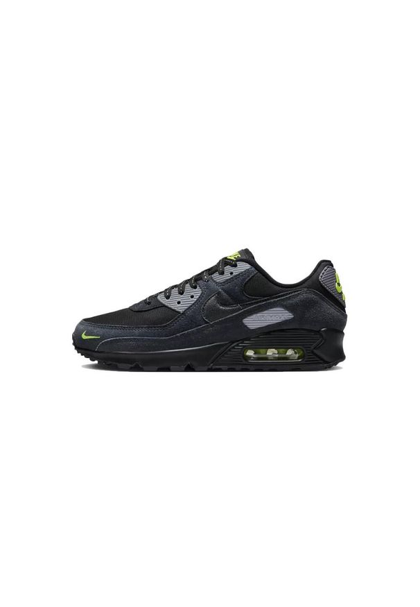 Buty do chodzenia męskie Nike Air Max 90. Zapięcie: sznurówki. Kolor: szary. Materiał: guma, skóra, tkanina, materiał, syntetyk. Szerokość cholewki: normalna. Model: Nike Air Max 90, Nike Air Max. Sport: turystyka piesza
