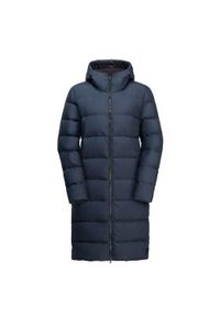 Kurtka uniwersalna damska Jack Wolfskin 12041331010. Typ kołnierza: kaptur, golf. Kolor: niebieski. Materiał: syntetyk. Długość: długie. Sport: golf