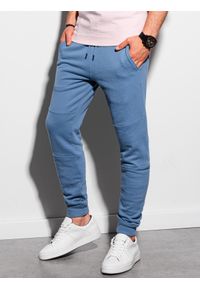Ombre Clothing - Spodnie męskie dresowe joggery - niebieskie P987 - L. Kolor: niebieski. Materiał: dresówka #4