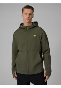 4f - 4F Bluza dresowa regular z kapturem męska - khaki 3XL. Okazja: na co dzień. Typ kołnierza: kaptur. Kolor: oliwkowy, brązowy, wielokolorowy. Materiał: dresówka. Styl: casual #1