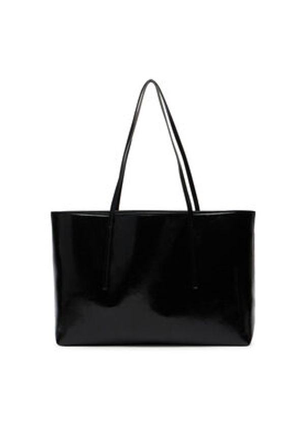 Calvin Klein Torebka Foil Logo Glossy LV04F3537G Czarny. Kolor: czarny. Materiał: skórzane