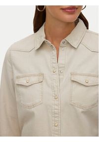 Vero Moda Koszula jeansowa Maria 10277523 Beżowy Slim Fit. Kolor: beżowy. Materiał: bawełna #2