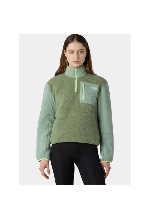 Sweter Damski The North Face W Yumiori 1/4 Zip. Kolor: zielony. Materiał: polar. Sport: turystyka piesza