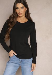 Renee - Czarna Bluzka Basic Longsleeve Bawełniana Dolzedra. Okazja: na spotkanie biznesowe, na co dzień. Kolor: czarny. Materiał: bawełna. Długość rękawa: długi rękaw. Styl: casual, biznesowy, elegancki, klasyczny