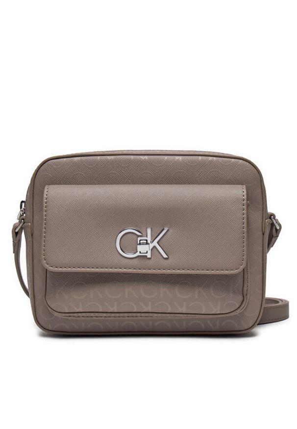 Calvin Klein Torebka Re Lock Camera K60K612676 Beżowy. Kolor: beżowy. Materiał: skórzane