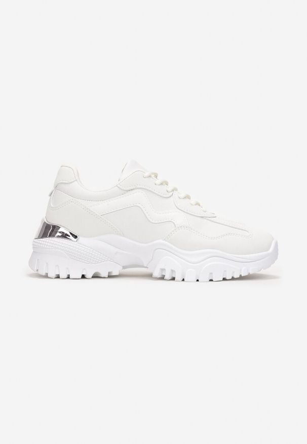 Born2be - Białe Sneakersy na Masywnej Podeszwie z Błyszczącą Wstawką Skyletia. Kolor: biały