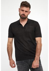 Karl Lagerfeld - Polo męskie lniane KARL LAGERFELD. Typ kołnierza: polo. Materiał: len