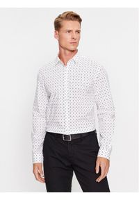 Guess Koszula M3BH55 W8BX1 Biały Slim Fit. Kolor: biały. Materiał: bawełna