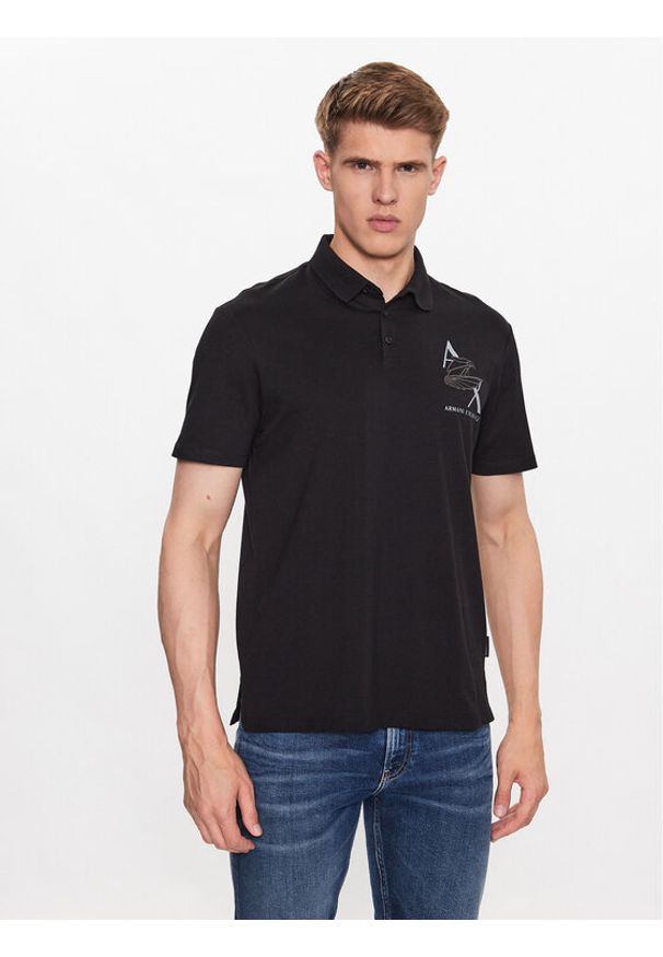 Armani Exchange Polo 6RZFAL ZJ9TZ 1200 Czarny Regular Fit. Typ kołnierza: polo. Kolor: czarny. Materiał: bawełna