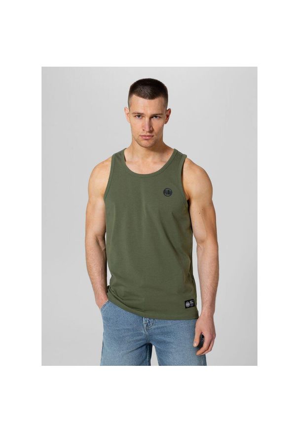 PITBULL - Tank męski Pitbull Top Slim Fit Small Logo. Kolor: zielony