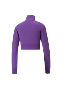 Kurtka damska Puma X DUA LIPA T7. Kolor: fioletowy, wielokolorowy, czarny. Materiał: dresówka. Długość: krótkie. Sport: turystyka piesza