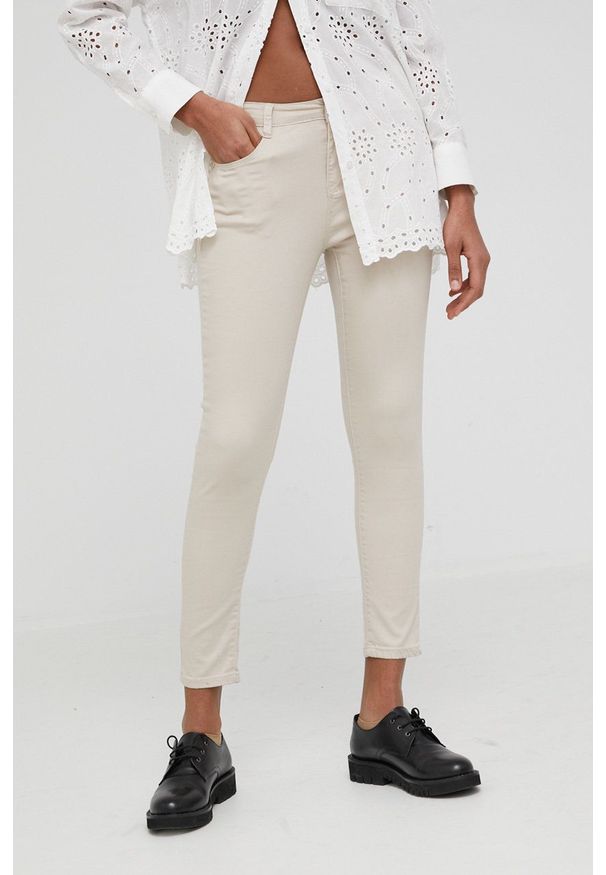 Answear Lab jeansy Push-Up damskie kolor beżowy medium waist. Kolor: beżowy. Styl: wakacyjny