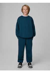 4f - 4F Komplet dresowy chłopięcy - turkusowy 134/140 (8-10 lat). Okazja: na co dzień, na uczelnię, do domu. Typ kołnierza: bez kaptura. Kolor: turkusowy. Materiał: dresówka. Sezon: lato. Styl: casual #1