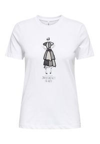 only - ONLY T-Shirt Emma 15329752 Biały Regular Fit. Kolor: biały. Materiał: bawełna