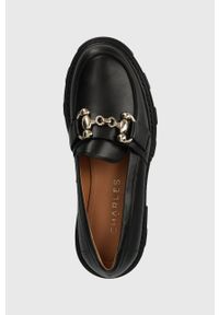 Charles Footwear mokasyny skórzane Vloglola damskie kolor czarny na platformie Vloglola.Loafer.Black. Kolor: czarny. Materiał: skóra. Obcas: na platformie #3