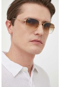 Ray-Ban okulary przeciwsłoneczne kolor złoty. Kształt: owalne. Kolor: złoty #6