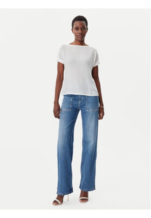 MAX&Co. T-Shirt Eiffel1 2518941034200 Écru Regular Fit. Kolor: kremowy. Materiał: jedwab