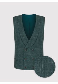 Pako Lorente - PAKO LORENTE – Zielona dwurzędowa kamizelka męska. Kolor: zielony. Wzór: melanż #3