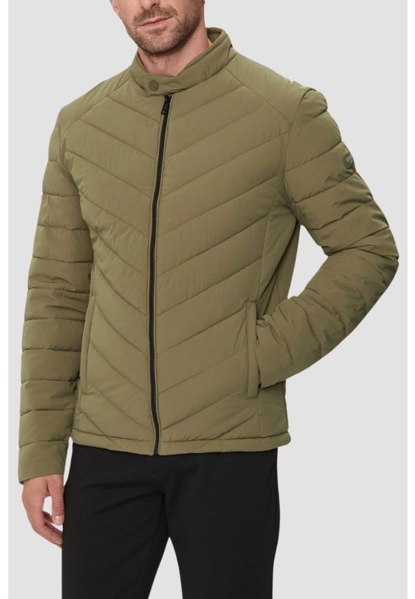 Guess - GUESS Zielona kurtka męska Biker Jacket, Rozmiar XXL. Okazja: na co dzień. Kolor: zielony. Materiał: elastan, poliamid, syntetyk. Styl: casual, elegancki