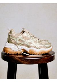 Big-Star - Sneakersy damskie beżowo-złote SS274014 802. Okazja: na co dzień. Nosek buta: okrągły. Kolor: brązowy. Materiał: syntetyk, materiał #8