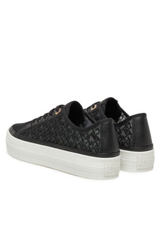 TOMMY HILFIGER - Tommy Hilfiger Sneakersy Vulc Embroidered Sneaker FW0FW08685 Czarny. Kolor: czarny. Materiał: materiał