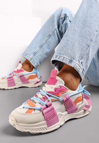 Renee - Fuksjowe Sneakersy z Ozdobnym Sznurowaniem i Taśmami Larvel. Kolor: różowy #1