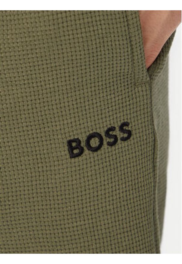 BOSS Szorty sportowe Waffle 50535884 Zielony Regular Fit. Kolor: zielony. Materiał: bawełna. Styl: sportowy