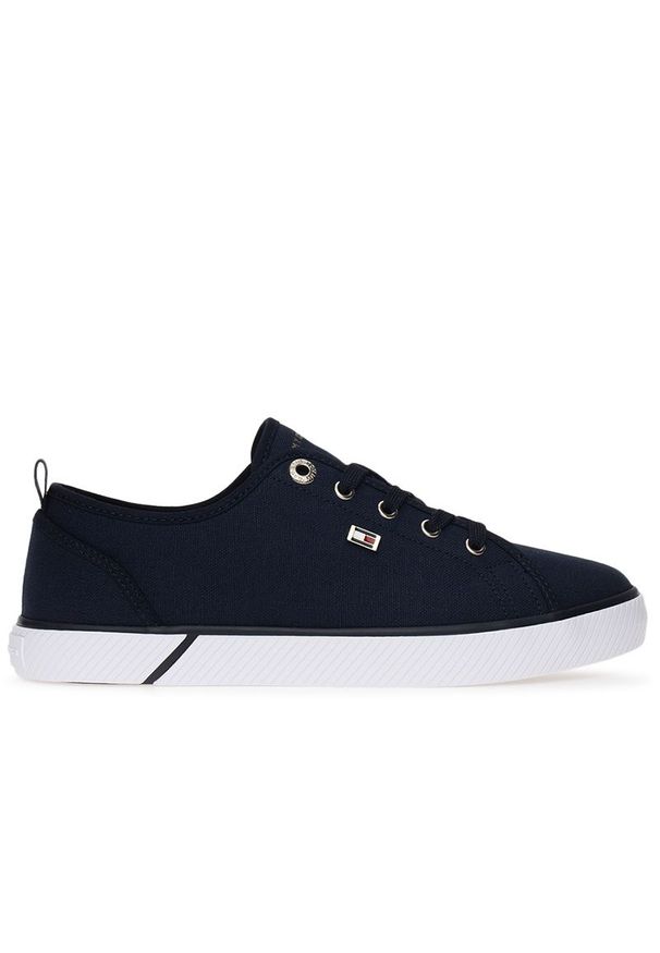 TOMMY HILFIGER - Buty Tommy Hilfiger Vulc Canvas FW0FW08063-DW6 - granatowe. Okazja: na co dzień. Kolor: niebieski. Materiał: bawełna, guma, tkanina, poliester. Szerokość cholewki: normalna