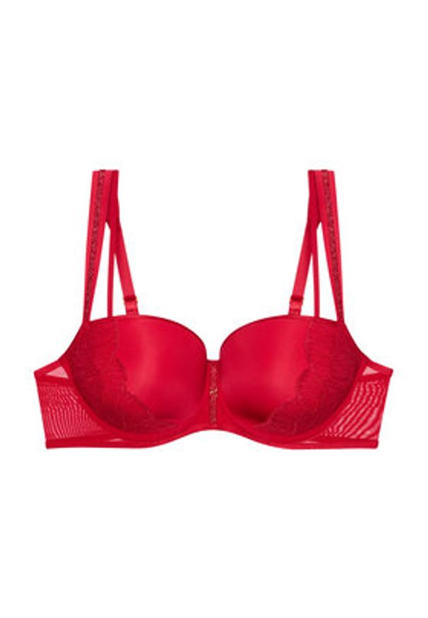 Triumph Biustonosz z fiszbiną Palina Moonlight Kiss 10224803 Czerwony. Kolor: czerwony. Materiał: syntetyk