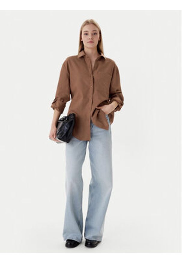 Calvin Klein Jeans Koszula LV044E195G Brązowy Regular Fit. Kolor: brązowy. Materiał: len