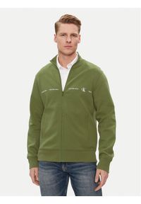 Calvin Klein Jeans Bluza Logo Repeat J30J325493 Zielony Regular Fit. Kolor: zielony. Materiał: bawełna