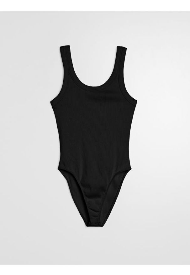 Sinsay - Bawełniane body na ramiączkach - czarny. Kolor: czarny. Materiał: bawełna. Długość rękawa: na ramiączkach